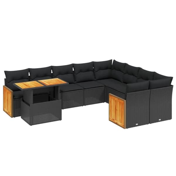 vidaXL sofasæt til haven 10 dele med hynder polyrattan sort