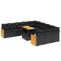 Miniatyrbillede 1 af 3: vidaXL sofasæt til haven 11 dele med hynder polyrattan sort