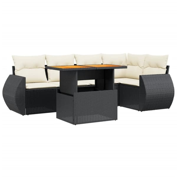 vidaXL Loungegrupp med dynor 6 delar svart konstrotting