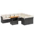 Miniatyrbillede 1 af 3: vidaXL sofasæt til haven 10 dele med hynder polyrattan sort