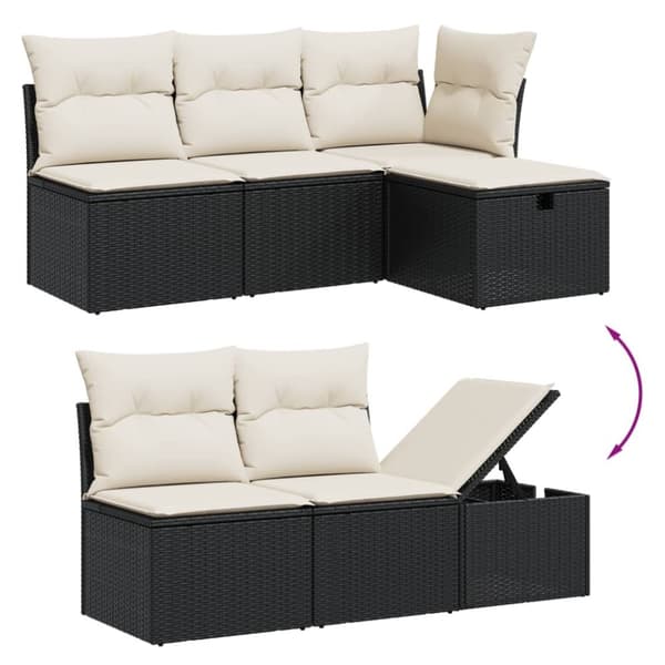 vidaXL sofasæt til haven 7 dele med hynder polyrattan sort