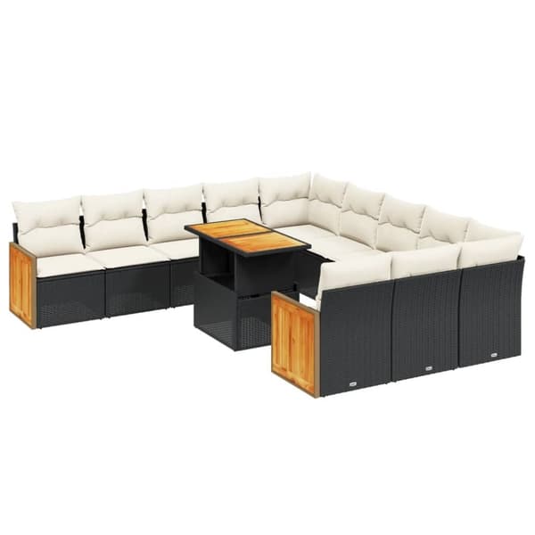 vidaXL sofasæt til haven 11 dele med hynder polyrattan sort