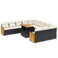 Miniatyrbillede 1 af 3: vidaXL sofasæt til haven 11 dele med hynder polyrattan sort