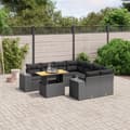 Miniatyrbillede 2 af 4: vidaXL sofasæt til haven 9 dele med hynder polyrattan sort