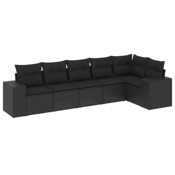 vidaXL sofasæt til haven 6 dele med hynder polyrattan sort