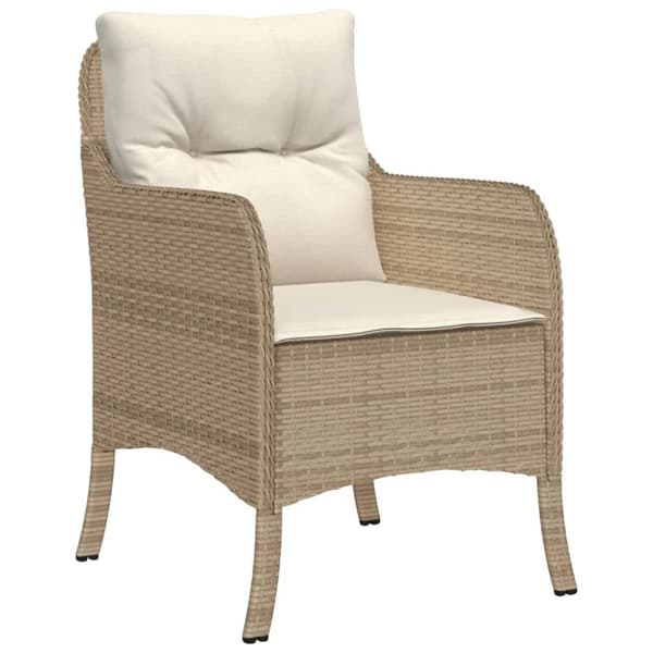 vidaXL 9-osainen Ulkoruokailuryhmä tyynyillä beige polyrottinki