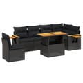 Miniatyrbillede 1 af 3: vidaXL sofasæt til haven 7 dele med hynder polyrattan sort