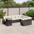 Miniatyrbillede 2 af 4: vidaXL sofasæt til haven 10 dele med hynder polyrattan sort