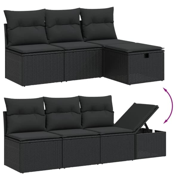 vidaXL sofasæt til haven 8 dele med hynder polyrattan sort