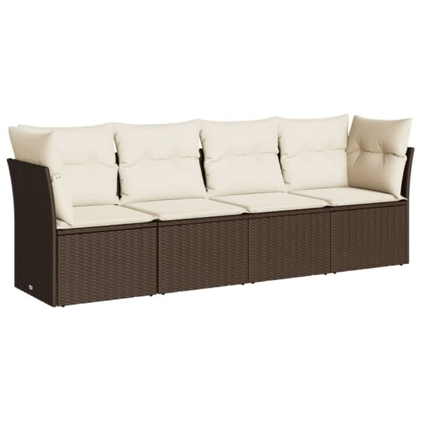 vidaXL sofasæt til haven 4 dele med hynder polyrattan brun
