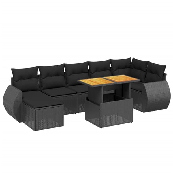 vidaXL sofasæt til haven 8 dele med hynder polyrattan sort