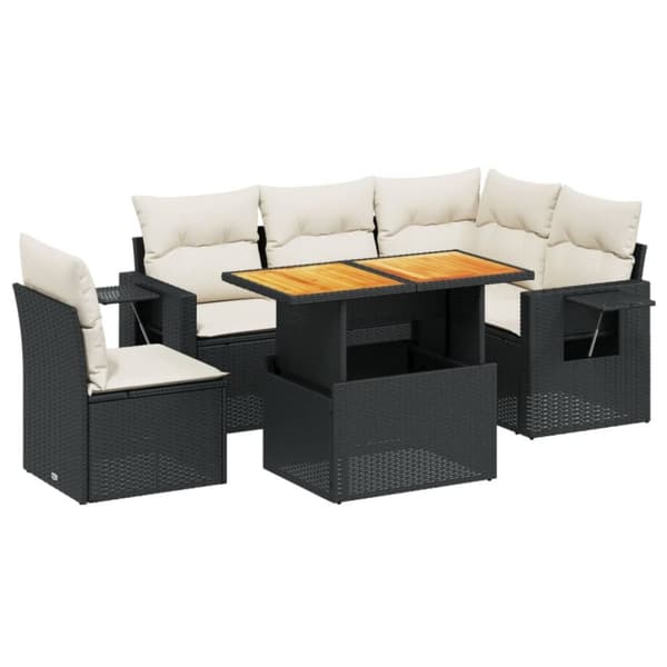 vidaXL Loungegrupp med dynor 6 delar svart konstrotting