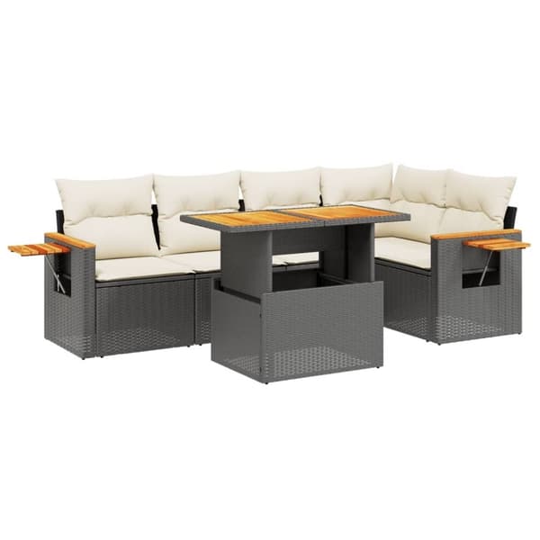 vidaXL Loungegrupp med dynor 6 delar svart konstrotting