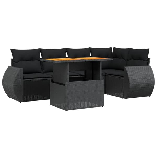 vidaXL sofasæt til haven 6 dele med hynder polyrattan sort