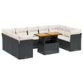 Miniatyrbillede 1 af 3: vidaXL sofasæt til haven 10 dele med hynder polyrattan sort