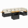 Miniatyrbillede 1 af 3: vidaXL sofasæt til haven 7 dele med hynder polyrattan sort