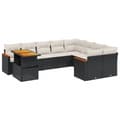 Miniatyrbillede 1 af 3: vidaXL sofasæt til haven 10 dele med hynder polyrattan sort