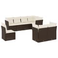 Miniatyrbillede 1 af 3: vidaXL sofasæt til haven 8 dele med hynder polyrattan brun