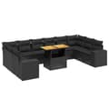Miniatyrbillede 1 af 4: vidaXL sofasæt til haven 11 dele med hynder polyrattan sort
