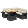 Miniatyrbillede 1 af 3: vidaXL sofasæt til haven 6 dele med hynder polyrattan sort