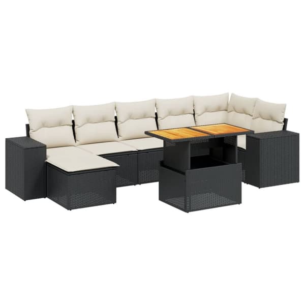 vidaXL sofasæt til haven 8 dele med hynder polyrattan sort