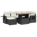 Miniatyrbillede 1 af 5: vidaXL sofasæt til haven 7 dele med hynder polyrattan sort