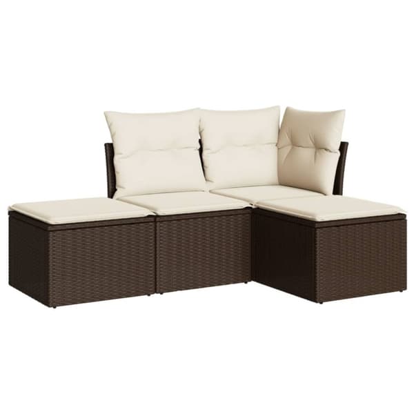 vidaXL sofasæt til haven 4 dele med hynder polyrattan brun