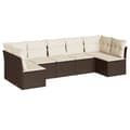 Miniatyrbillede 1 af 3: vidaXL sofasæt til haven 7 dele med hynder polyrattan brun