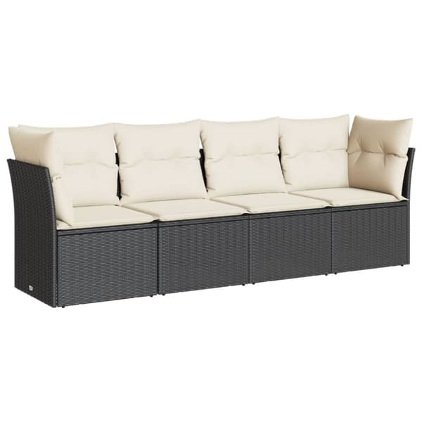 vidaXL sofasæt til haven 4 dele med hynder polyrattan sort