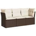 Miniatyrbillede 1 af 3: vidaXL sofasæt til haven 3 dele med hynder polyrattan brun