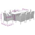 Miniatyrbillede 7 af 8: vidaXL spisebordssæt til haven 9 dele med hynder polyrattan sort