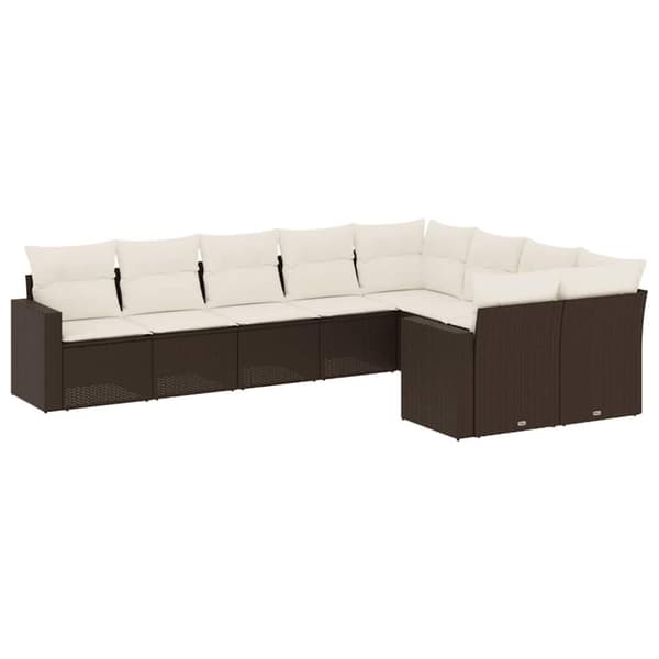 vidaXL sofasæt til haven 9 dele med hynder polyrattan brun