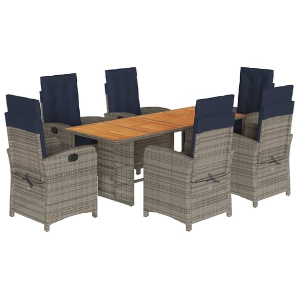 vidaXL spisebordssæt til haven 7 dele med hynder polyrattan beige