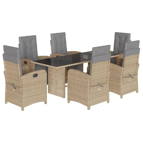 vidaXL Hagespisegruppe med puter 7 deler polyrotting beige