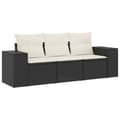 Miniatyrbillede 3 af 4: vidaXL sofasæt til haven 3 dele med hynder polyrattan sort