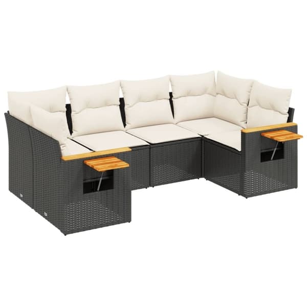 vidaXL sofasæt til haven 6 dele med hynder polyrattan sort