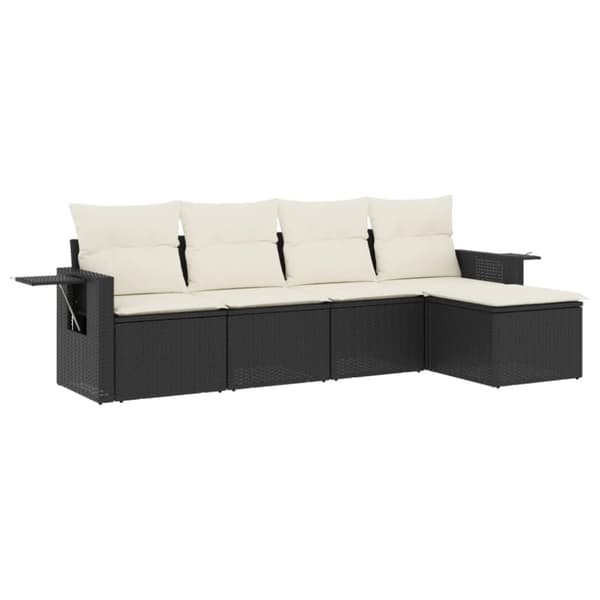 vidaXL sofasæt til haven 5 dele med hynder polyrattan sort