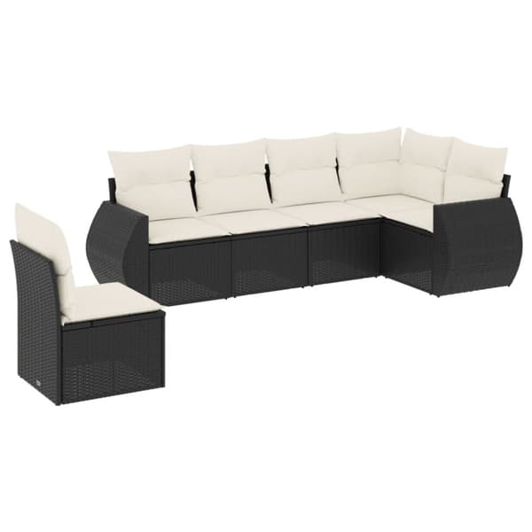 vidaXL sofasæt til haven 6 dele med hynder polyrattan sort