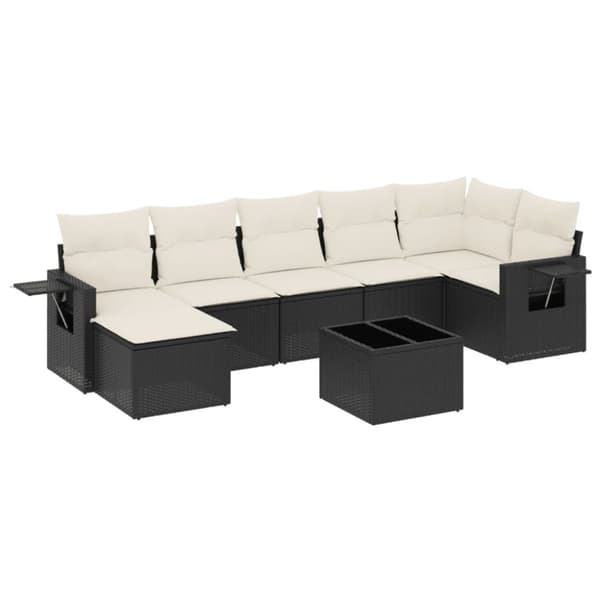 vidaXL sofasæt til haven 8 dele med hynder polyrattan sort