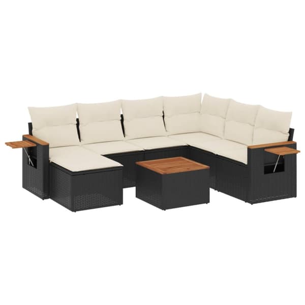 vidaXL sofasæt til haven 8 dele med hynder polyrattan sort