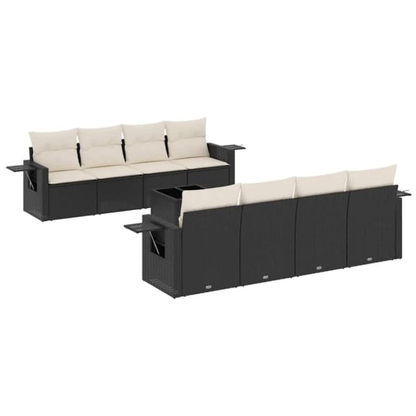 vidaXL sofasæt til haven 9 dele med hynder polyrattan sort