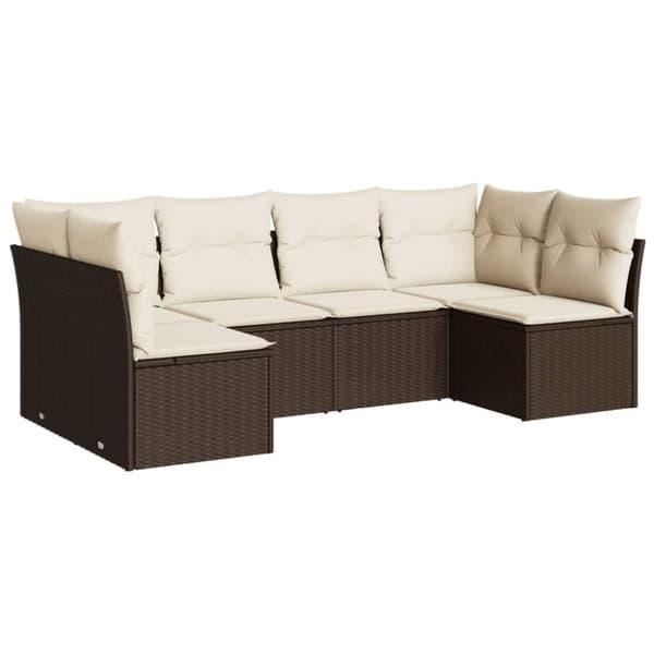 vidaXL sofasæt til haven 6 dele med hynder polyrattan brun