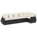 Miniatyrbillede 3 af 4: vidaXL sofasæt til haven 6 dele med hynder polyrattan sort
