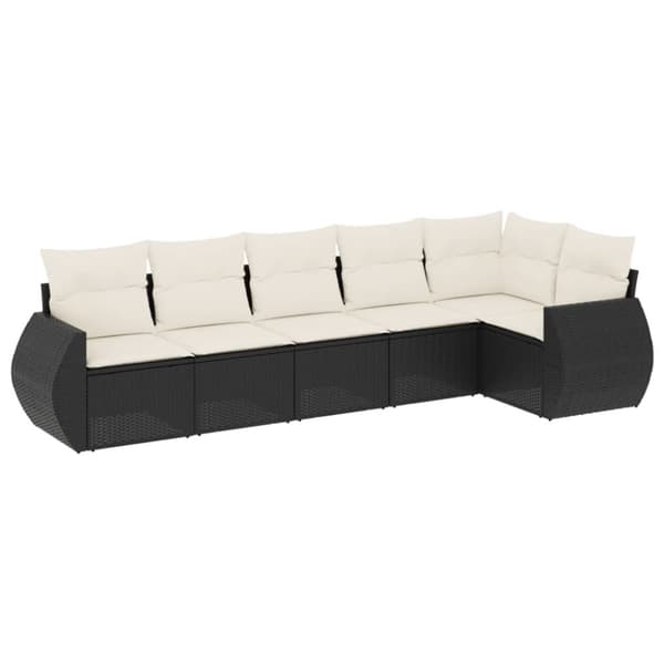 vidaXL sofasæt til haven 6 dele med hynder polyrattan sort