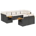 Miniatyrbillede 3 af 4: vidaXL sofasæt til haven 9 dele med hynder polyrattan sort