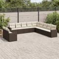 Miniatyrbillede 2 af 4: vidaXL loungesæt til haven 11 dele med hynder polyrattan brun