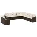 Miniatyrbillede 1 af 4: vidaXL loungesæt til haven 11 dele med hynder polyrattan brun