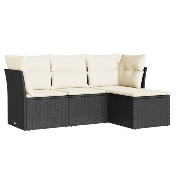 vidaXL sofasæt til haven 4 dele med hynder polyrattan sort