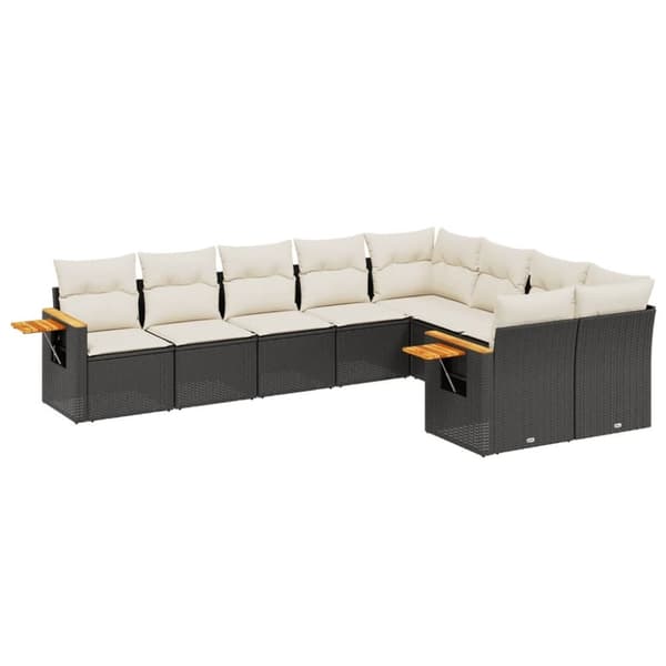 vidaXL sofasæt til haven 9 dele med hynder polyrattan sort