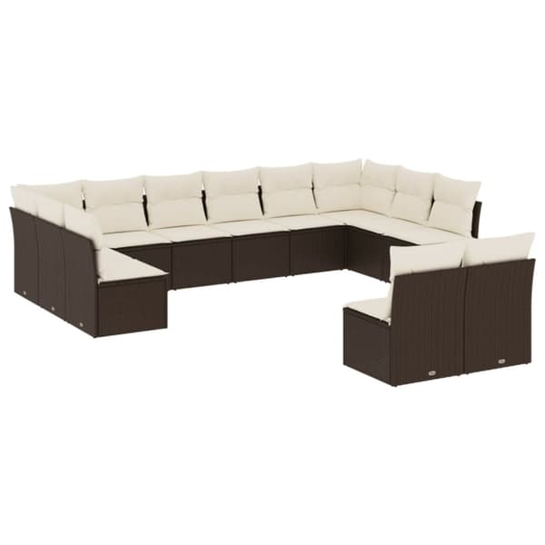 vidaXL sofasæt til haven 12 dele med hynder polyrattan brun